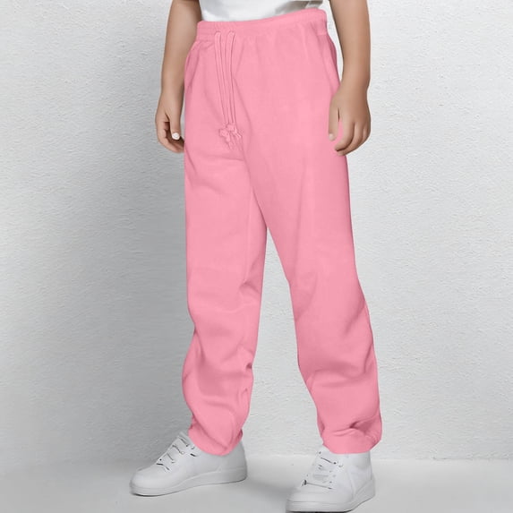 Jessboyy Boys Sweatpants Size 5 Elastic Waist Straight Leg Pull On Pants with Pockets Fall Winter Casual Jogger Sweatpant Pink