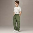 thumbnail image 1 of Jessboyy Boys Sweatpants Size 7 Straight Leg Open Bottom Cargo Sweatpants Elastic Waist Drawstring Casual Boys Pants with Pockets Army Green, 1 of 7