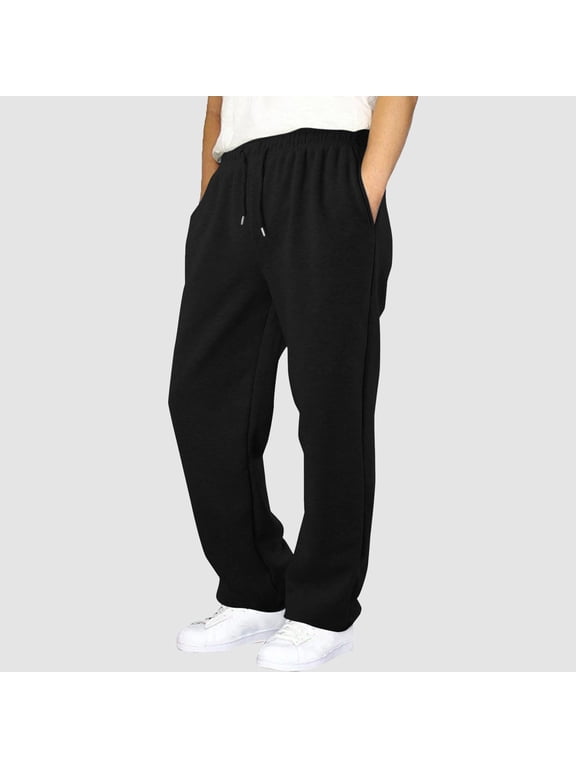 Boys Sweatpants Thin Fleece Lined Straight Leg Jogger Sweatpant Elastic Waist Drawstring Casual Fall Winter Boy Pants Black,12-13 Years