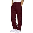 thumbnail image 1 of Jessboyy Cargo Sweatpants for Men with Pockets Open Bottom Straight Leg Sweatpants Trendy Zipper Pocket Elastic Waist Drawstring Sweat Pants Wine,L, 1 of 6