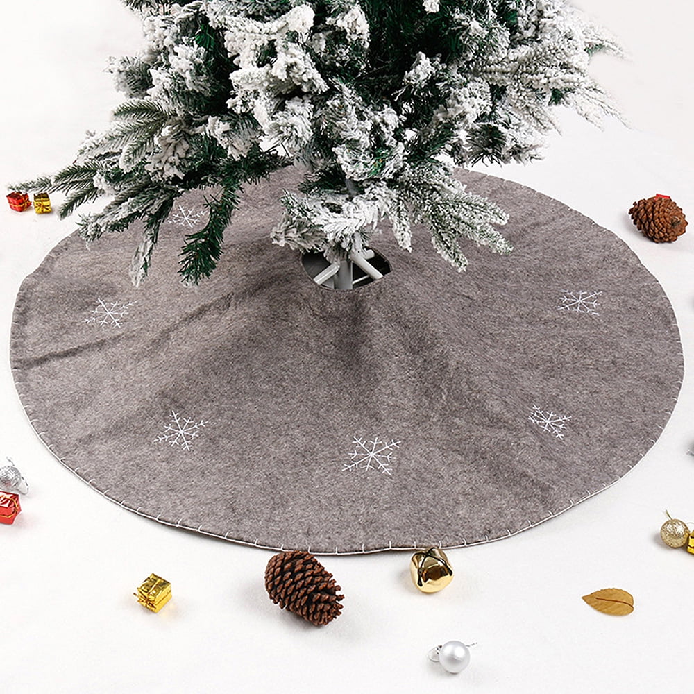 Jessboyy Gray Christmas Tree Skirt with Snowflakes, Christmas Tree