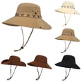 thumbnail image 1 of Jessboyy Hiking Hats for Men Summer Outdoor Sun Hat Vintage Solid Color Bucket Hat UV Protection Wide Brim Sun Hat Khaki, 1 of 3