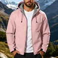 thumbnail image 1 of Jessboyy Jackets for Men with Hood Fall Winter Hiking Climbing Outdoor Jacket Trendy Pockets Hooded Midweight Windbreaker Pink,XXL, 1 of 9