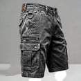 thumbnail image 1 of Jessboyy Jean Cargo Shorts for Men with Multi Pockets Button Zipper Knee Length Bermuda Cargo Summer Outdoor HIking Work Shorts Black,XXXL, 1 of 7