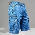 thumbnail image 1 of Jessboyy Jean Cargo Shorts for Men with Multi Pockets Button Zipper Knee Length Bermuda Cargo Summer Outdoor HIking Work Shorts Blue,XXL, 1 of 7