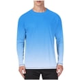 thumbnail image 1 of Jessboyy Long Sleeve Sun Shirts Mens Big and Tall UV Protection Shirts Summer Gradient Crewneck Sunshirts for Outdoor Hiking Casual Rash Guards Sky Blue,L, 1 of 5