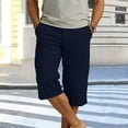 thumbnail image 1 of Jessboyy Men Capri Cargo Shorts with Pockets Expandable Waist Solid Color Golf Shorts Summer Casual Outdoor Hiking Straight Leg Long Shorts Dark Blue,L, 1 of 9
