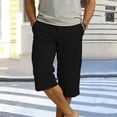 thumbnail image 1 of Jessboyy Men Capri Cargo Shorts with Pockets Expandable Waist Solid Color Golf Shorts Summer Casual Outdoor Hiking Straight Leg Long Shorts Black,XXL, 1 of 9