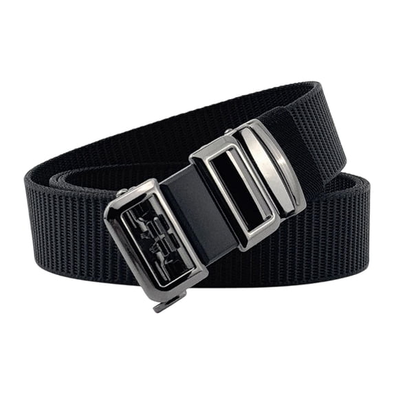 Jessboyy Men's Canvas Woven Belt No Hole Automatic Buckle Ratchet Belts Work Casual Outdoor Hiking Adjustable Web Belt Black,Free Size