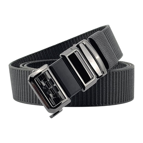 Jessboyy Men's Canvas Woven Belt No Hole Automatic Buckle Ratchet Belts Work Casual Outdoor Hiking Adjustable Web Belt Gray,Free Size