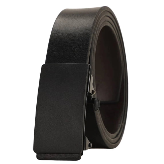 Jessboyy Men's Classic Ratchet Belt Faux Leather Automatic Buckle Smooth Sliding Adjustable Dress Belt for Work Casual Black,XL