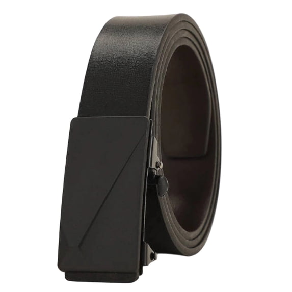 Jessboyy Men's Click Belt Faux Leather Ratchet Automatic Buckle Adjustable No-Hole Belt for Dress Casual Wear Black,XL