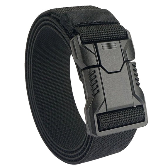Jessboyy Men's Elastic Belt Stretch Nylon Canvas Work Belt Adjustable Casual Web Belt for Outdoor Hiking Training Black,130cm