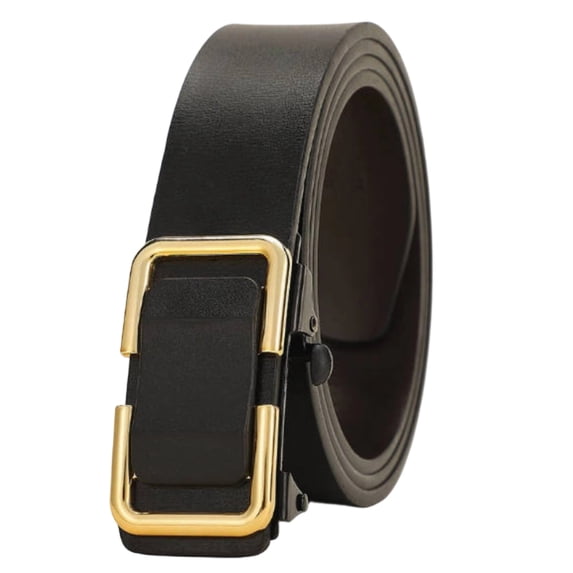 Jessboyy Men's Everyday Ratchet Belt Faux Leather Automatic Buckle Comfort Fit No-Hole Casual Belt for Jeans Work Pants Black,XL