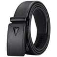 thumbnail image 1 of Jessboyy Men's Faux Leather Ratchet Belt Automatic Buckle No Holes Adjustable Dressy Casual Belt for Business Work Golf Gifts for Men Black,Free Size, 1 of 5
