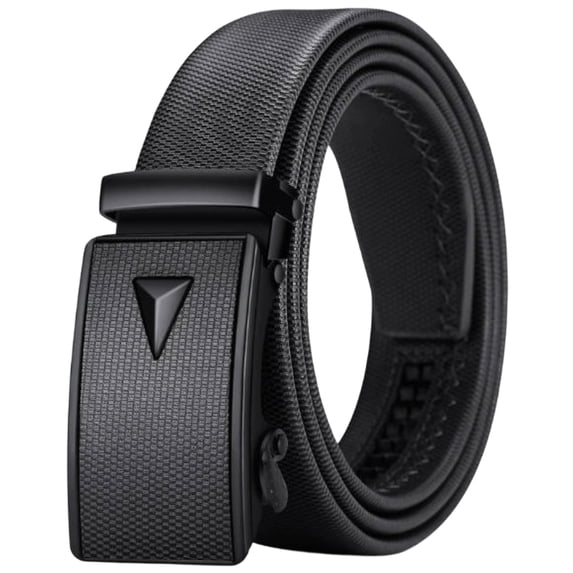 Jessboyy Men's Faux Leather Ratchet Belt Automatic Buckle No Holes Adjustable Dressy Casual Belt for Business Work Golf Gifts for Men Black,Free Size