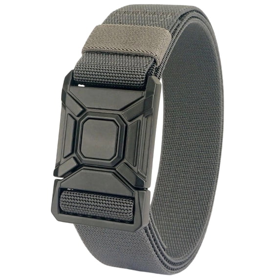 Jessboyy Men's Nylon Ratchet Belt No Hole Automatic Buckle Braided Elastic Woven Belts Adjustable Outdoor Work Waist Strap for Casual Hiking Dark Gray,130cm
