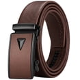 thumbnail image 1 of Jessboyy Men's Ratchet Belt Faux Leather Automatic Sliding Buckle No-Hole Adjustable Dressy Casual Work Golf Belts Coffee,Free Size, 1 of 5