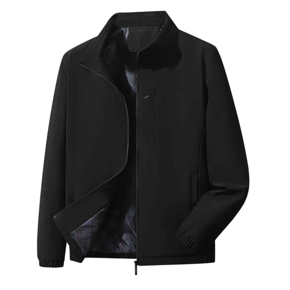 Jessboyy Mens Bomber Jackets Work Casual Stand Collar Zip up Windbreaker Jacket no Hood Golf Outdoor Going Out Black,XXL