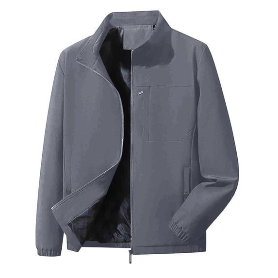 Jessboyy Mens Bomber Jackets Work Casual Stand Collar Zip up Windbreaker Jacket no Hood Golf Outdoor Going Out Gray,L