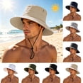 thumbnail image 1 of Jessboyy Mens Bucket Hats for Sun Protection Adjustable Drawstring Wide Brim Summer Beach Vacation Sun Hats Outdoor Hiking Gardening Hat Khaki, 1 of 7