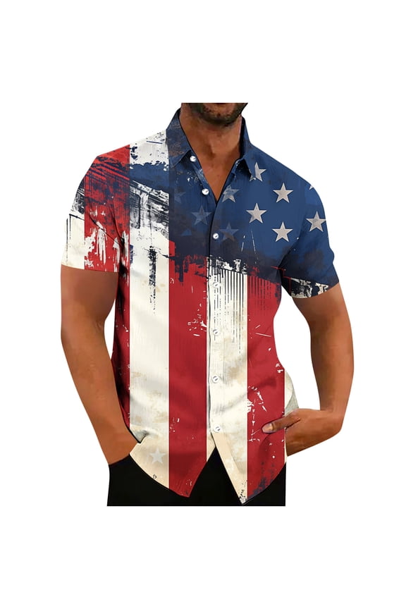 Mens Hawaiian Shirts Short Sleeve American Flag Button Down Shirts 250th Anniversary Independence Day Shirt 4th of July Tshirts Multicolor,XXL