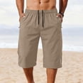 thumbnail image 1 of Jessboyy Mens Long Shorts Below the Knee Elastic Waist Workout Shorts with Zipper Pockets Summer Casual Straight Leg Hiking Capri Shorts Brown,XXL, 1 of 6