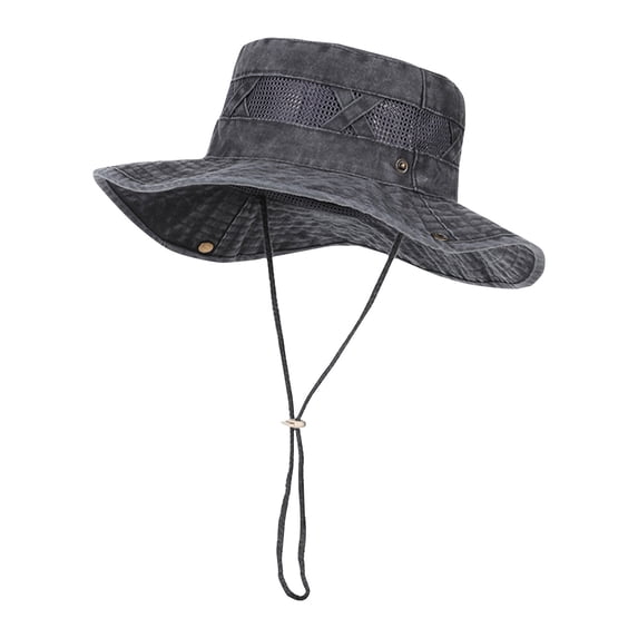 Jessboyy Mens Sun Hats Wide Brim Hat for Men for Work Breathable UV Protection Bucket Hats Lightweight Solid Color Summer Hat for Outdoor Hiking Dark Gray
