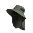 thumbnail image 1 of Jessboyy Mens Sun Hats with Neck Flap Wide Brim Sun Protection Hat Foldable Breathable Waterproof Face Cover Bucket Hats for Summer Hiking Army Green, 1 of 3