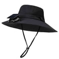 thumbnail image 1 of Jessboyy Mens Sun Hats with Solar Power Fan Wide Brim Cooling Summer Bucket Hat Breathable UV Protection Outdoor Hiking Hats Black, 1 of 5