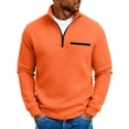 thumbnail image 1 of Jessboyy Quarter Zip Pullover Men Trendy Waffle Knit Long Sleeve Shirt Textured Solid Color Pullover Sweatshirt Casual Fall Winter Clothes Orange,XXXL, 1 of 6