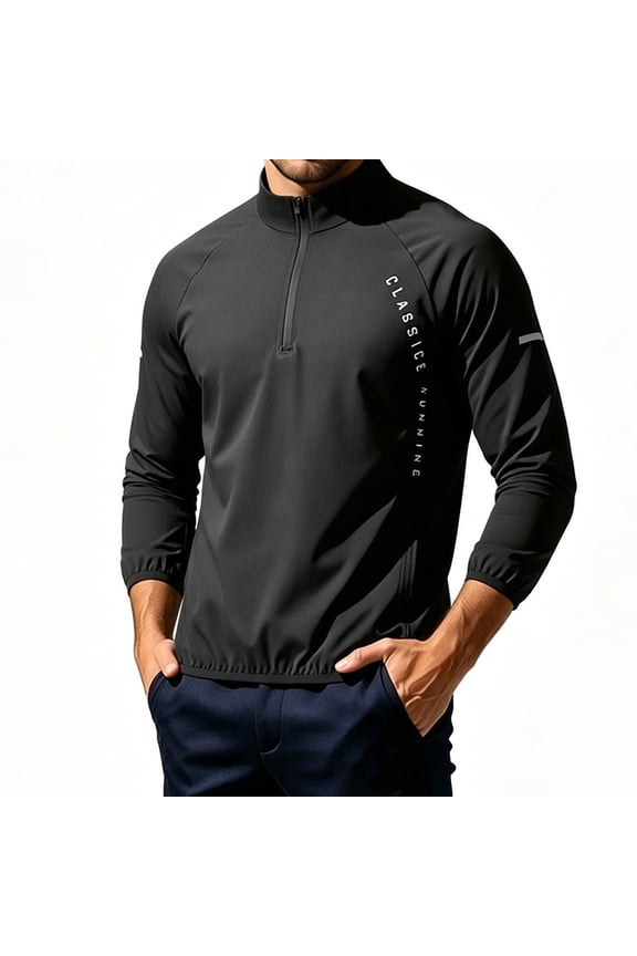 Sun Shirts for Men Long Sleeve UV Protection Clothing Moisture Wicking Quarter Zip Pullover Summer Athletic Rash Guards Sunscreen Tops Black,XXL