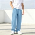 thumbnail image 1 of Jessboyy Sweatpants for Boys Loose Fit Straight Leg Open Bottom Sweatpant with Pockets Elastic Waist Casual Fall Winter Boy Pants Blue,7-8 Years, 1 of 9