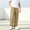 thumbnail image 1 of Jessboyy Sweatpants for Boys Loose Fit Straight Leg Open Bottom Sweatpant with Pockets Elastic Waist Casual Fall Winter Boy Pants Khaki,7-8 Years, 1 of 9