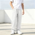 thumbnail image 1 of Jessboyy Sweatpants for Boys Loose Fit Straight Leg Open Bottom Sweatpant with Pockets Elastic Waist Casual Fall Winter Boy Pants White,12-13 Years, 1 of 9