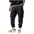 thumbnail image 1 of Jessboyy Sweatpants for Men with Pockets Trendy Streetwear Cargo Jogger Sweatpant Drawstring Elastic Waist Casual Workout Outdoor Cargo Pants Black,M, 1 of 9