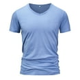thumbnail image 1 of Jessboyy V Neck T Shirts Men Soft Short Sleeve Modal Undershirts Solid Color T Shirt Casual Summer Basic Tees Light Blue,S, 1 of 2