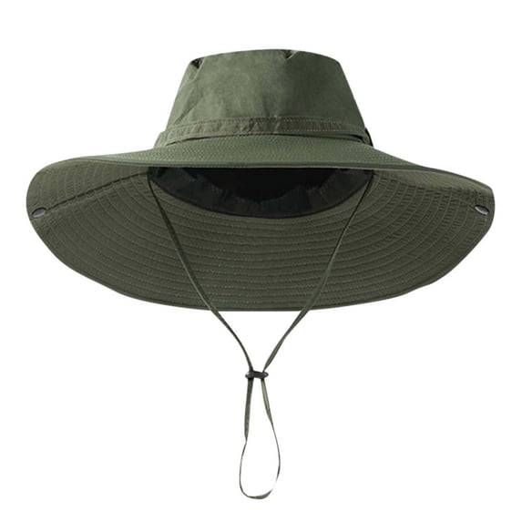 Jessboyy Wide Brim Sun Hats for Men Foldable Hiking Bucket Hat Breathable Adjustable Summer UV Protection Outdoor Hiking Hats Army Green