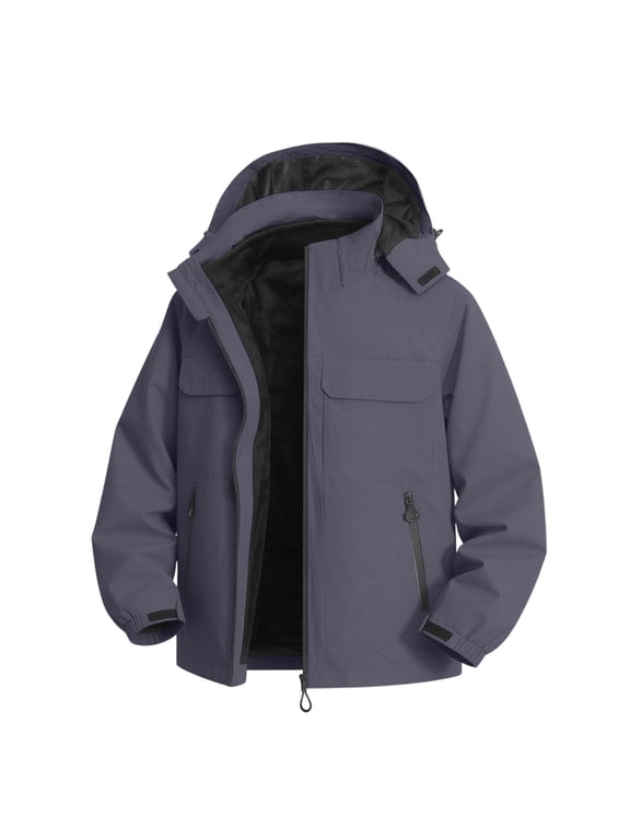 Windbreaker Jackets for Men Waterproof Zip up Softshell Jacket with Hood Pockets Windproof Outerwear Coats for Outdoor Hiking Climbing Dark Gray,M