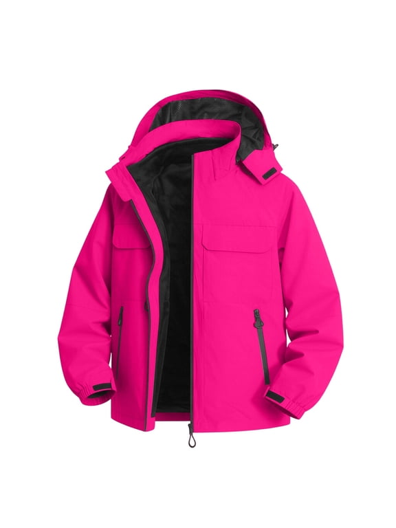 Windbreaker Jackets for Men Waterproof Zip up Softshell Jacket with Hood Pockets Windproof Outerwear Coats for Outdoor Hiking Climbing Hot Pink,M