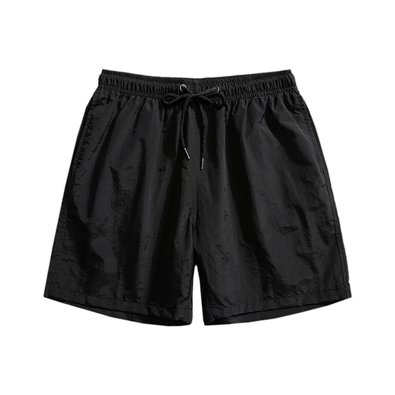 Jessboyy Workout Shorts for Men 5 Inch,Lightweight Drawstring Elastic Waist Solid Color Beach Shorts,Summer Casual Running Gym Shorts Black,M
