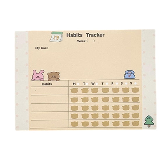 Jesscasday 100 Sheets Rabbits Weekly Plan A 6 Animal Memo Pad Self-Adhesive Sticky Notes