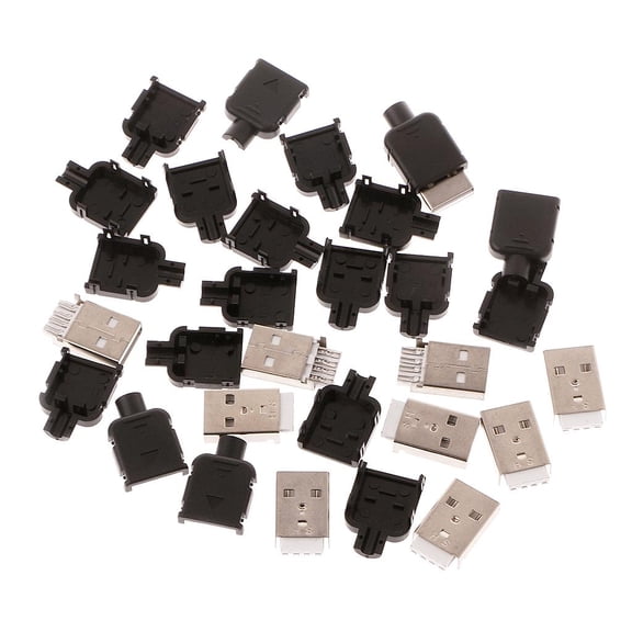 Jesscasday 10Sets Type A USB 4 Pin Male Socket Kit Connector Plug Termination Plastic for S