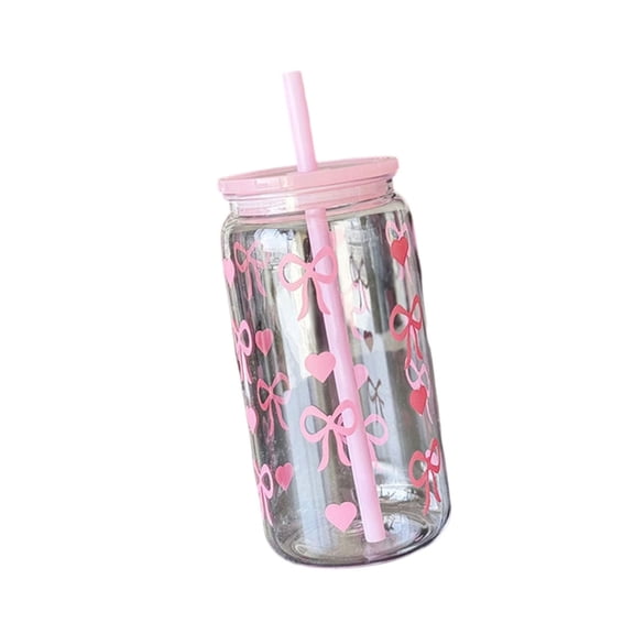 Jesscasday 16oz Reusable Plastic Cup Straw Included Bownot For Everyday Coffee Cup