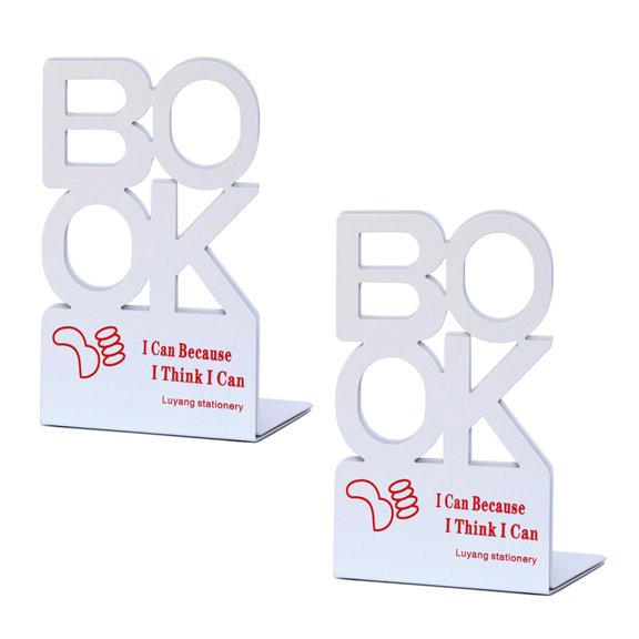 Jesscasday 2Pcs Hollowed Letter Metal Book End For Shelves Heavy Duty Metal Book End Decorative Bookend Book Stopper For Desk