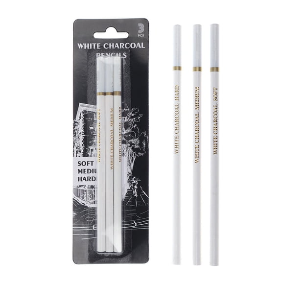 Jesscasday 3 Pieces Professional White Charcoal Pencils Set Art Drawing Pencils