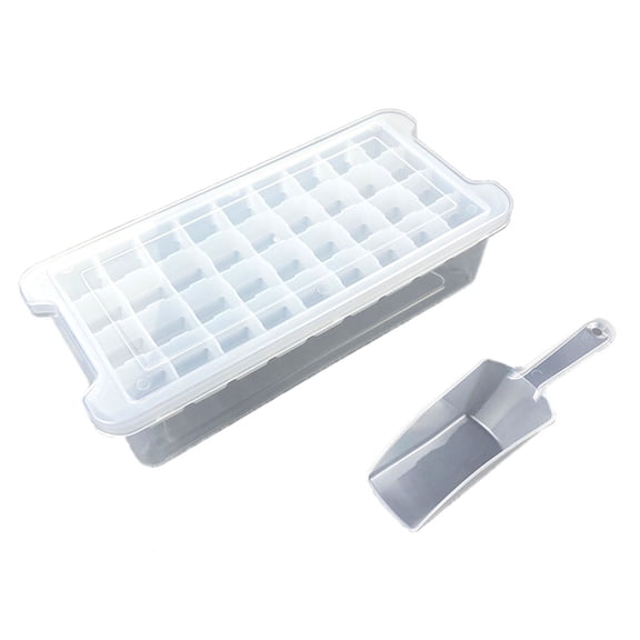 Jesscasday 36 Slot Silicone Ice Cube Maker Plastic Ice Cube Holder Ice Cube Tray for Freezer with Ice Shove Ice Cube Tray with Lid