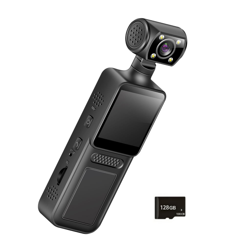 Jesscasday 4K Body Camera Video Recording Mini Wearable Body Portable 180 Degree Rotatable Lens Sport Action Outdoor Video Recorder
