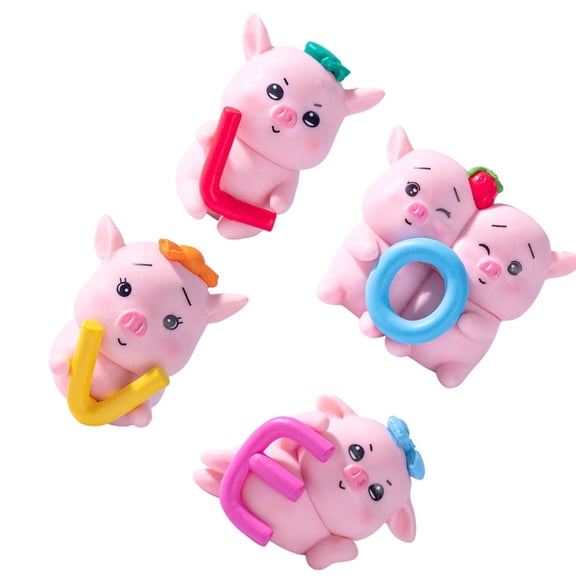 Jesscasday 4Pcs Cartoon Pig Statue with LOVE Theme Perfect for Dashboard Garden Decors Gift
