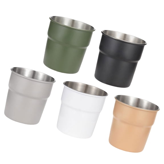 Jesscasday 5/6pcs Stackable Camping Water Cup Stainless Steels Drinking Cup Tableware